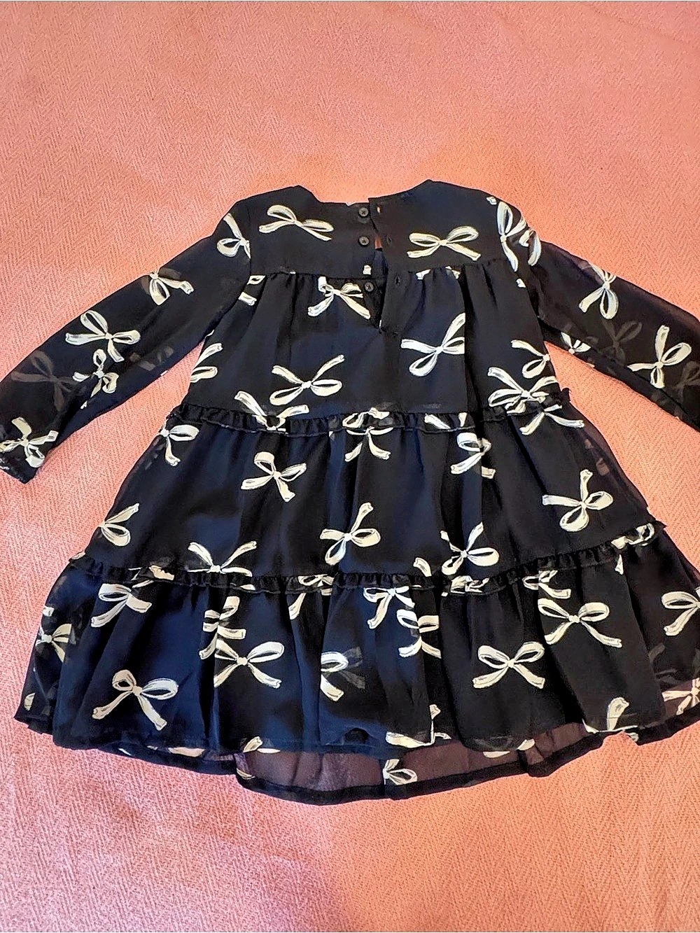 Carter's Girls 4T Black White Bow Print Dress Like New